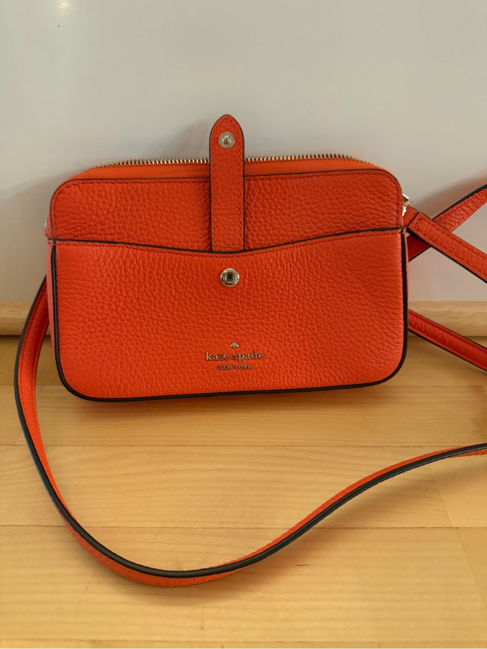 kate spade Orange Pebbled Leather Crossbody Camera Bag